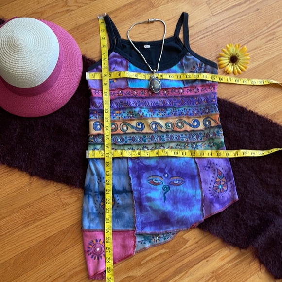 🌺 COLORFUL 100% Cotton Tank Made in Nepal Sz. S! - Picture 5 of 8